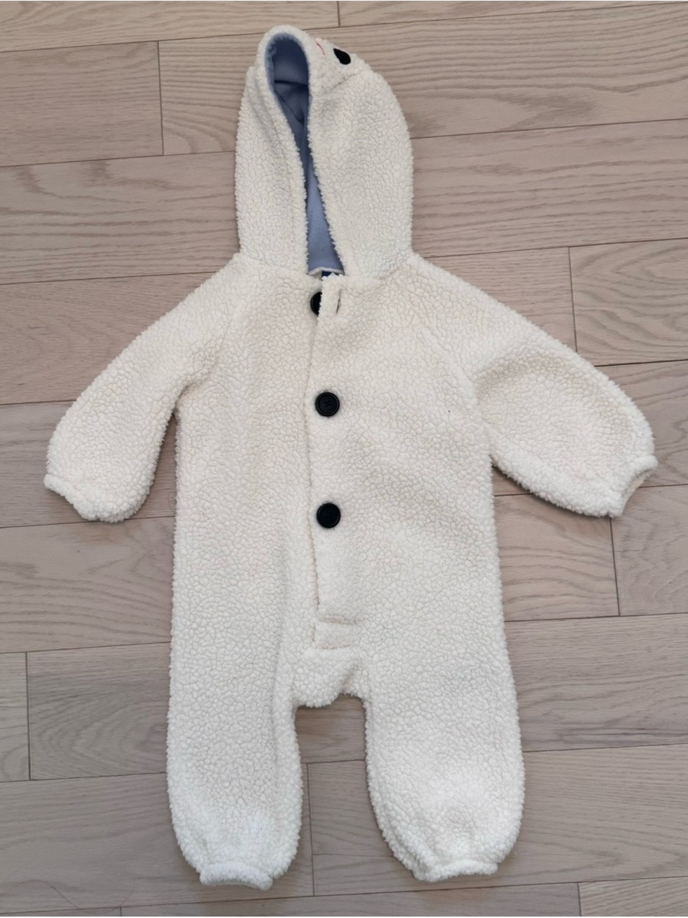 Old Navy Cream Hooded Baby One-Piece - Sherpa Fleece